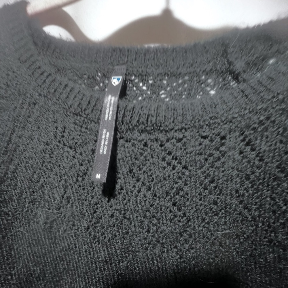KÜHL Black Wool Blend Sweater Medium Textured Knit Stretch Cozy Outdoor - Picture 6 of 7
